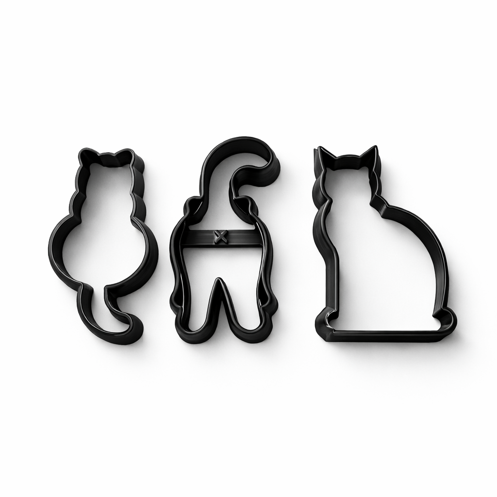 Forme biscuiți pisici printate 3D – set 3 cookie cutter pentru fursecuri